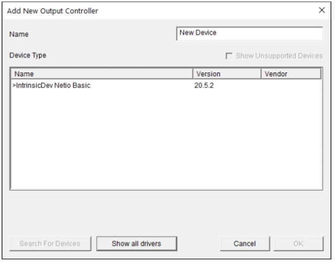 ELAN Configurator – select NETIO driver