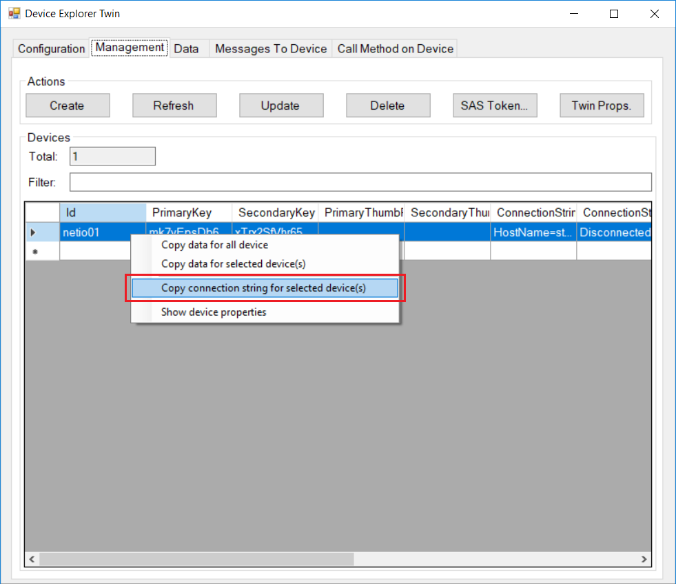 Copy Connection String for NETIO power socket