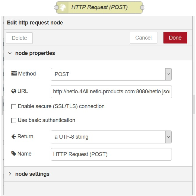 HTTP POST in Node-RED