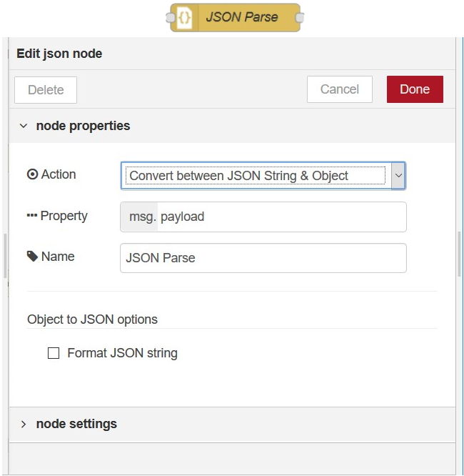 JSON Parse node in Node-RED