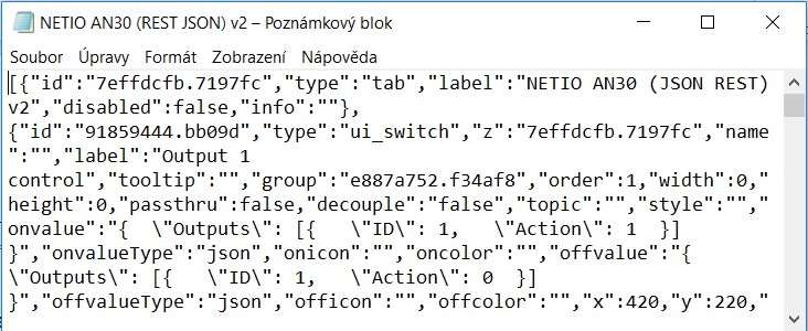 Configuration for Node-RED as JSON structure