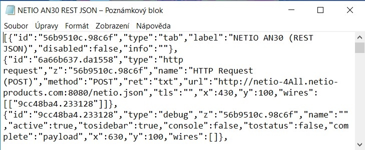 AN30 flow script in Node-RED as JSON file