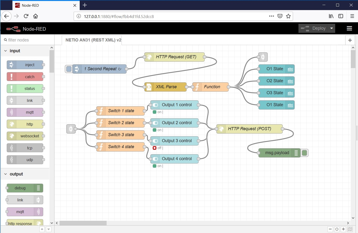 AN31 v2 controls outputs 1 to 4 and reads their states