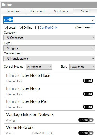 NETIO driver search/selection
