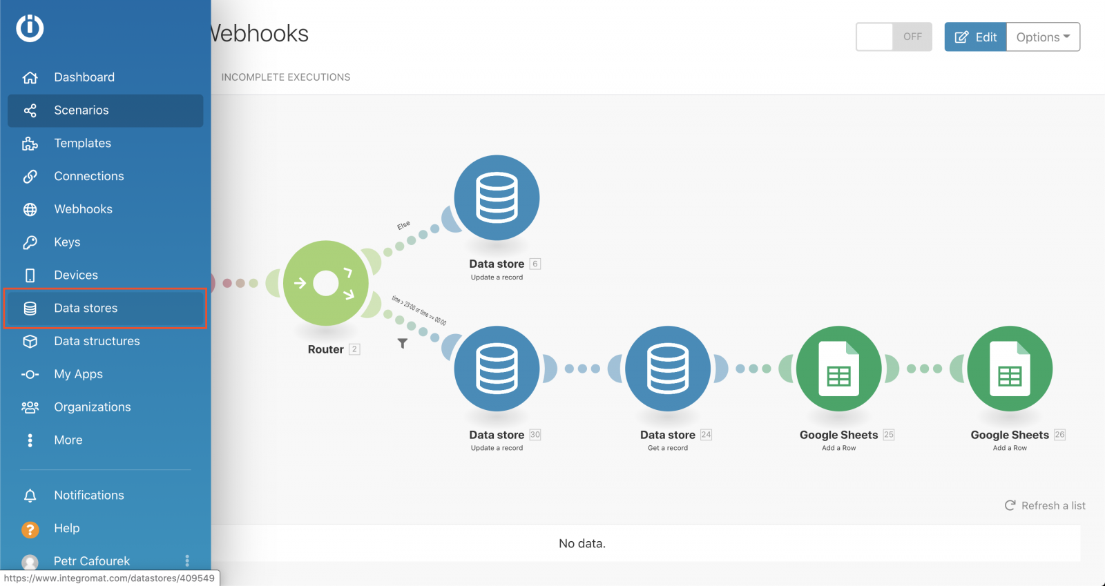 Setting up Data stores for the first time with the NETIO device