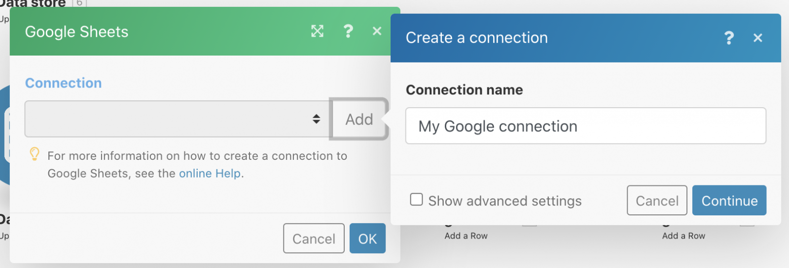 Adding new connection for google sheets