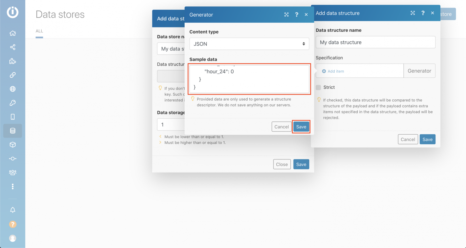 Insert sample data to generate data structure for data from NETIO smart power outlet