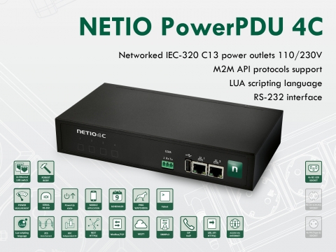 NETIO PowerPDU 4C is small PDU with power measurement and IEC-320 outputs